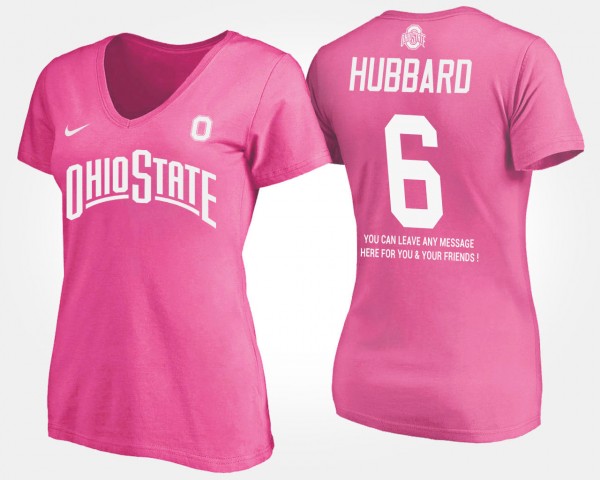 Ohio State Buckeyes Sam Hubbard Women's #6 Pink With Message College Football T-Shirt 2404YSJM2